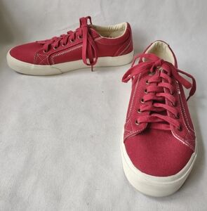 Taos Plim Soul Lux Shoe Women's 9 Red Canvas Lace Up Sneaker Shoe PLS-13644 EUC